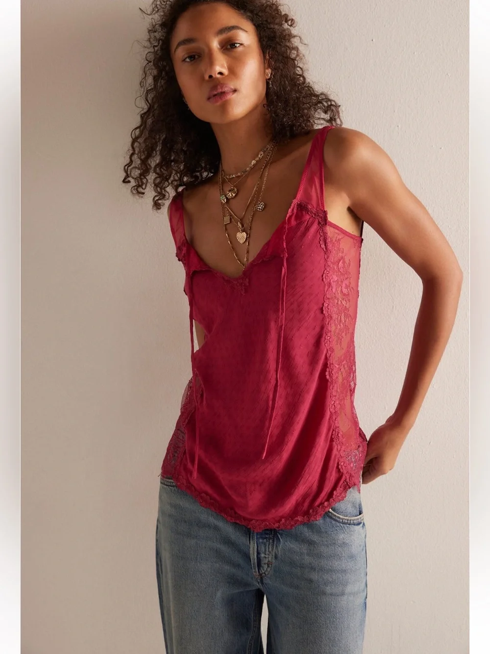 Free People Intimately Together Again Slip Skirt Set | Glass Roses | Large | NWT
